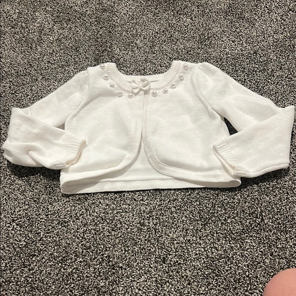 Girls Faux Pearl Cardigan - Special Occasions - White